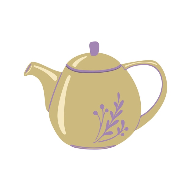 Ceramic teapot with herbal ornament