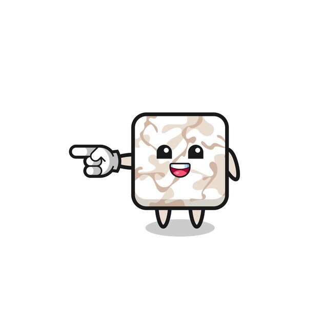 ceramic tile cartoon with pointing left gesture