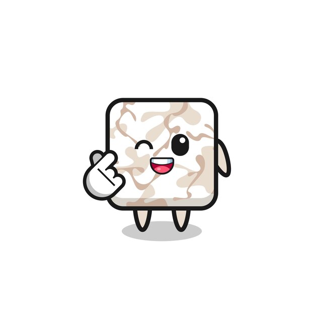 ceramic tile character doing korean finger heart