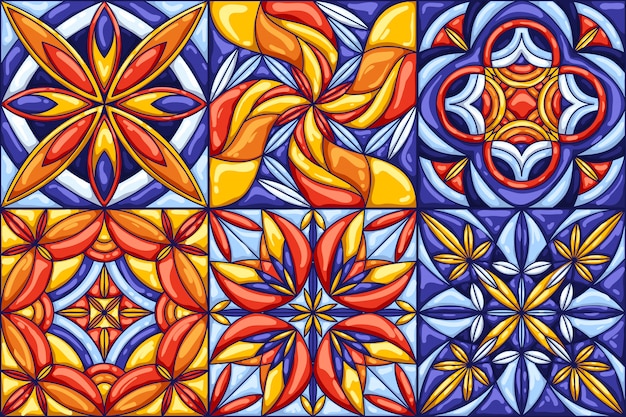 Vector ceramic tile pattern. traditional ornate mexican talavera, portuguese azulejo or spanish majolica