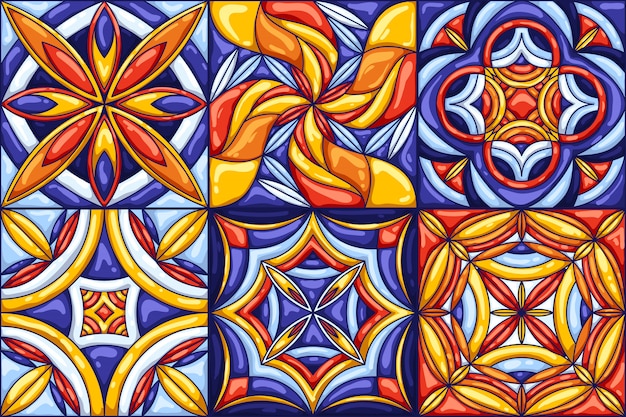 Ceramic tile pattern. Typical ornate portuguese or italian ceramic tiles.