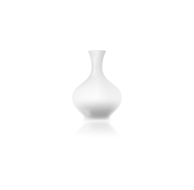 Vettore modello 3d vaso in ceramica vaso in ceramica bianca realistico modello mockup vaso di fiori arredamento alla moda per la casa