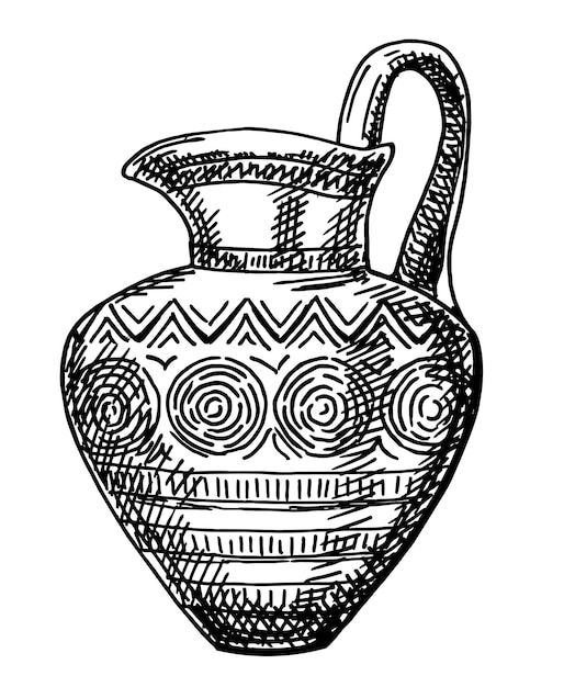 Vaso in ceramica proveniente da scavi in grecia ceramica archeologica dipinta antica brocca greca