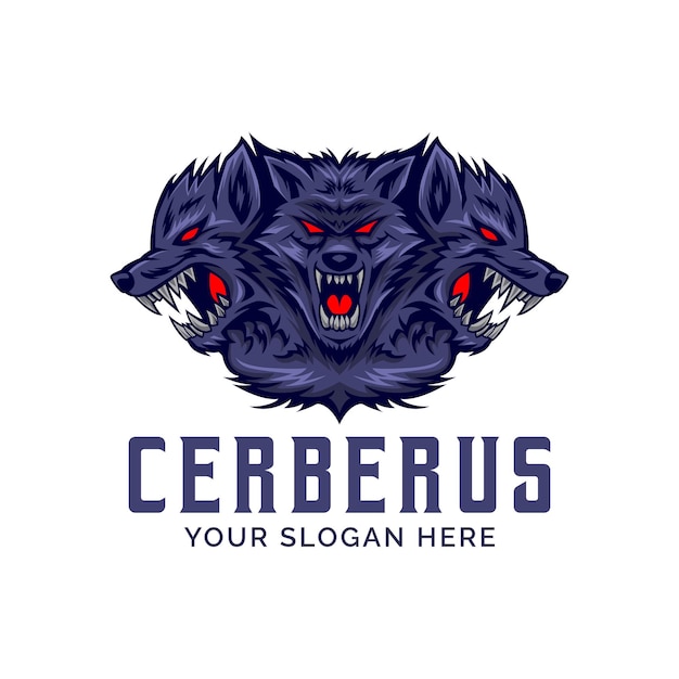 Cerberus hoofd logo vector mascotte sjabloon