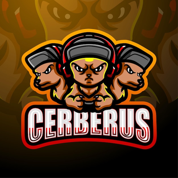 Vector cerberus mascot esport logo design