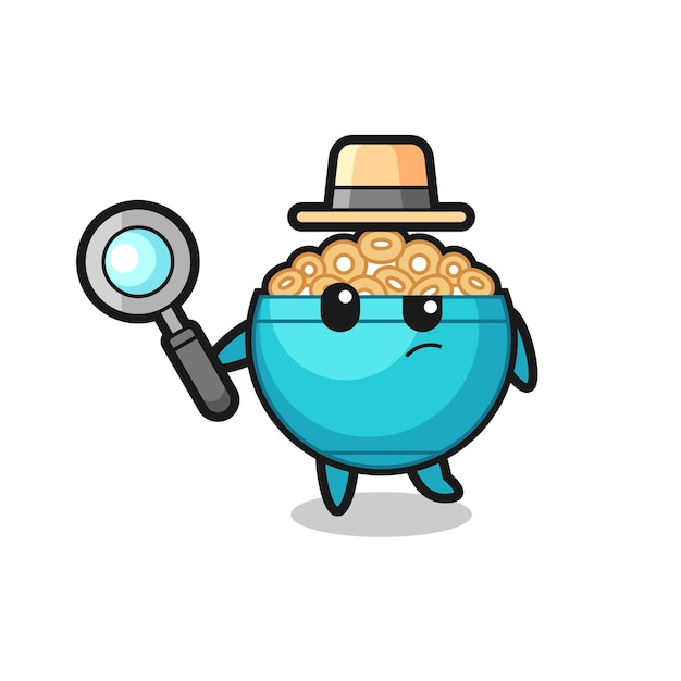 Cereal bowl detective character is analyzing a case