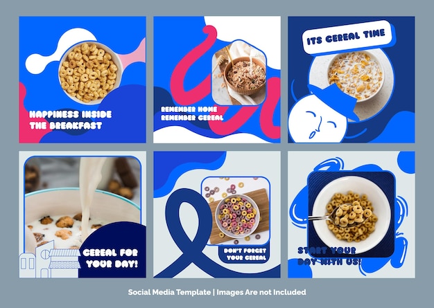 Vector cereal social media template design
