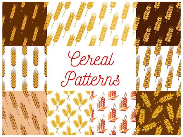 Cereal wheat and rye ears patterns