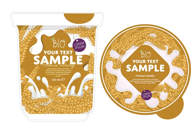 Vector cereal yogurt packaging template.