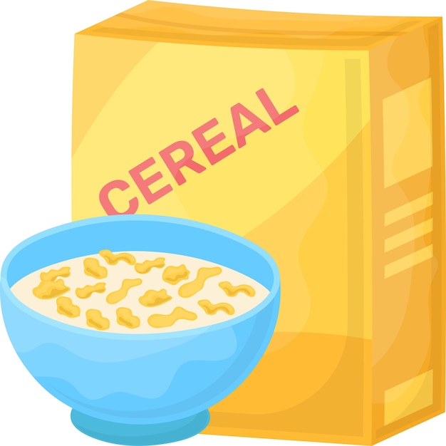 Cereals box with bowl concept fiocchi di mais cucinare la colazione piatti del pasto mattutino menu caffetteria del ristorante