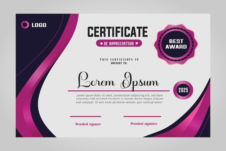 Vector cerifitate paarse ontwerp luxe en bewerkbare bestand eps