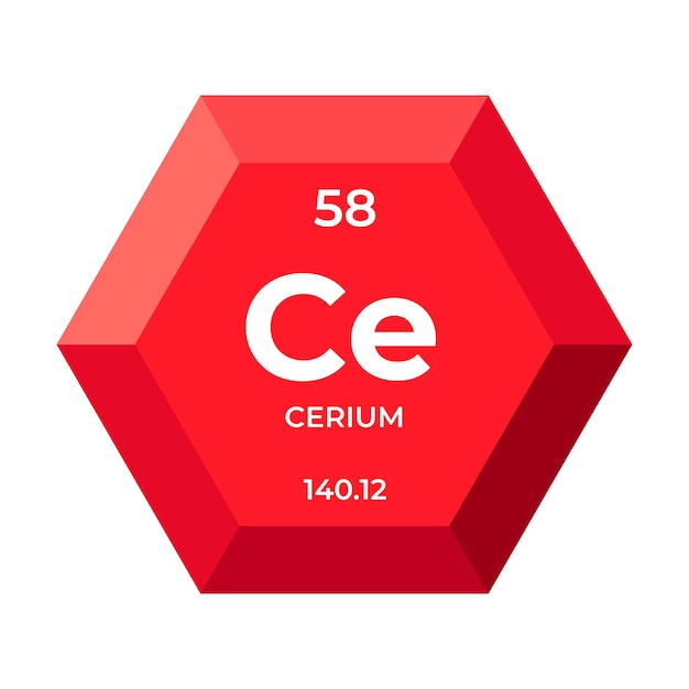 Cerium is chemical element number 58 of the Lanthanide group