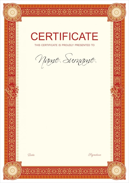Certificaat of diplom retro vintage sjabloon