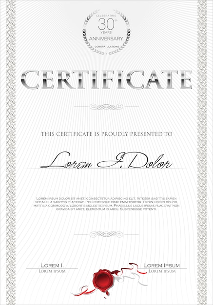 Certificaat of diploma retro sjabloon vectorillustratie