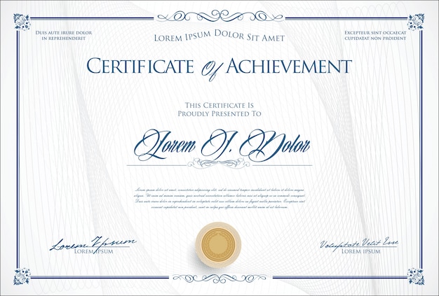 Certificaat of diploma retro sjabloon vectorillustratie