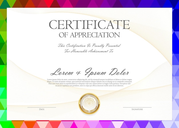 Certificaat of diploma van voltooiing ontwerp sjabloon witte achtergrond vectorillustratie