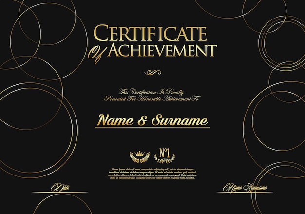 Vector certificaat of diploma zwart en goud ontwerp vectorillustratie