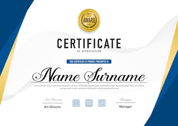 Vector certificaatsjabloon luxe en diplomastijl