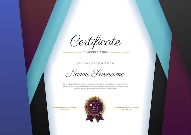 Certificaatsjabloon met moderne luxe patroon en gouden lijnen Vector illustratie en vector Luxe premium badges ontwerp Set van retro vintage badges en labels