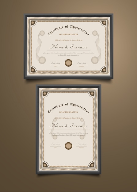 Certificaatsjabloon met oude klassieke stijl en decoratieve frame