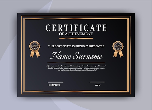 Certificate of achievement template design. Premium certificate diploma template