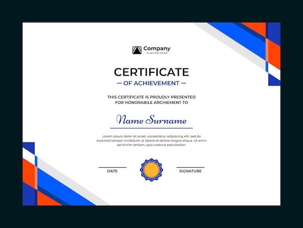 Certificate of achievement template design