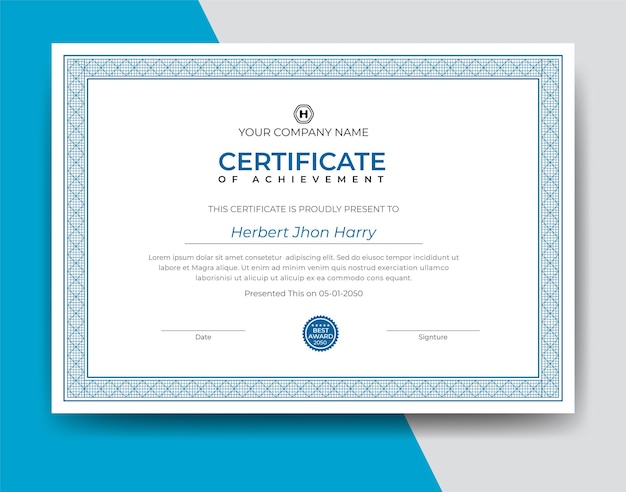 Certificate of achievement template premium vector