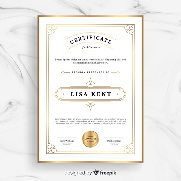 Vector certificate of achievement template