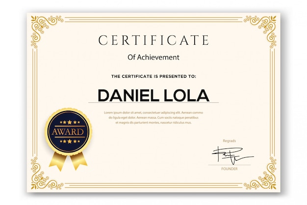 Vector certificate of achievement template