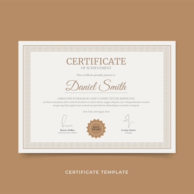 Vector certificate of achievement template