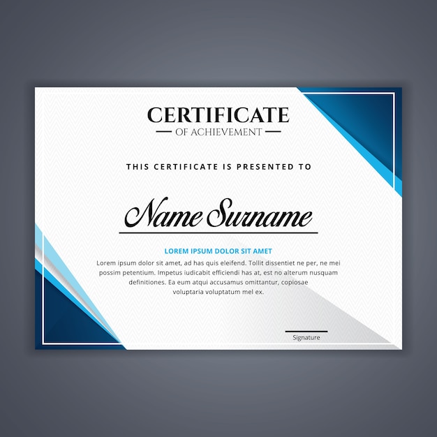 Vector certificate for achievement template