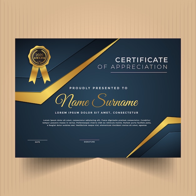 Certificate of achievement with abstract shapes