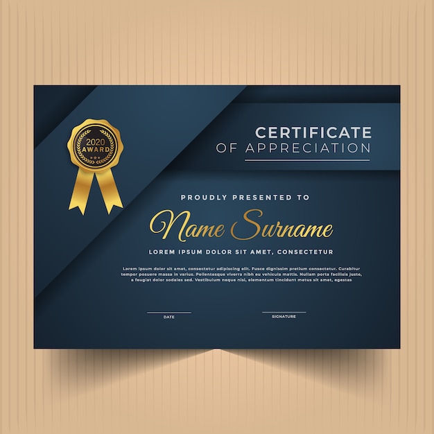 Certificate of achievement with abstract shapes
