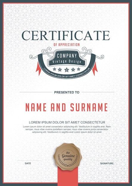 Certificate of appreciation award template.