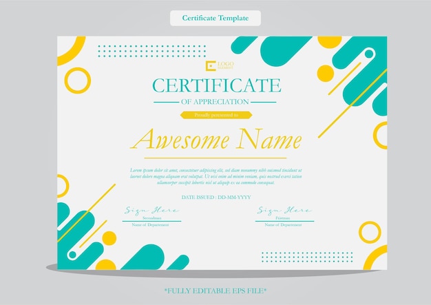 certificate of appreciation design template with geometric style
