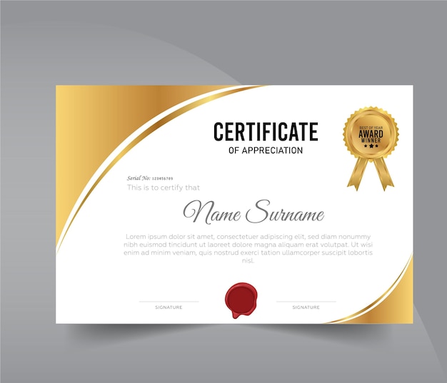 A certificate of appreciation is shown in a 3d style.