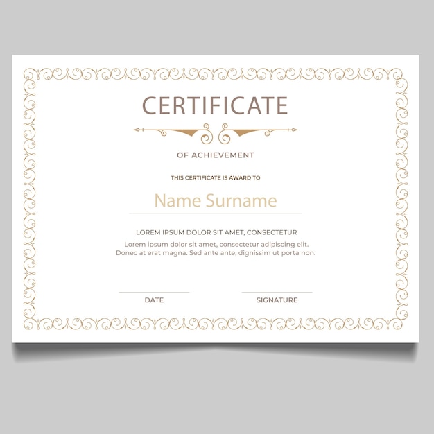 Vettore modello di certificato di apprezzamento certificato di riconoscimento premi diploma laurea