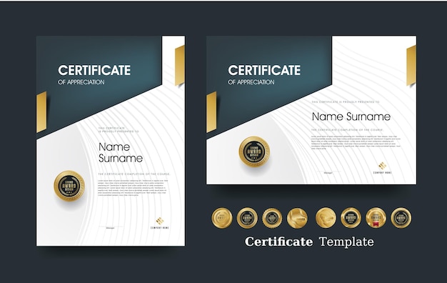 Certificato di modello di apprezzamento e design di badge premium di lusso.