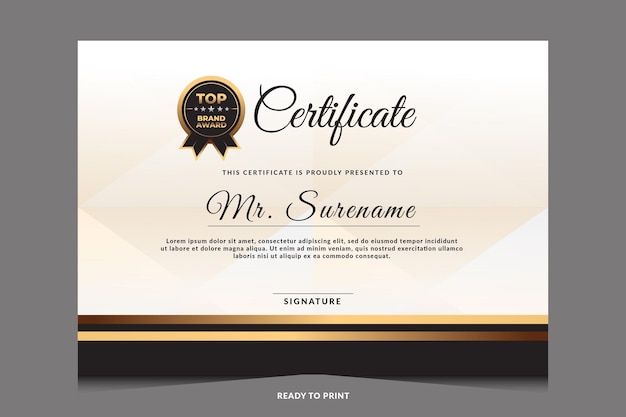 Certificate of appreciation template with gold badge