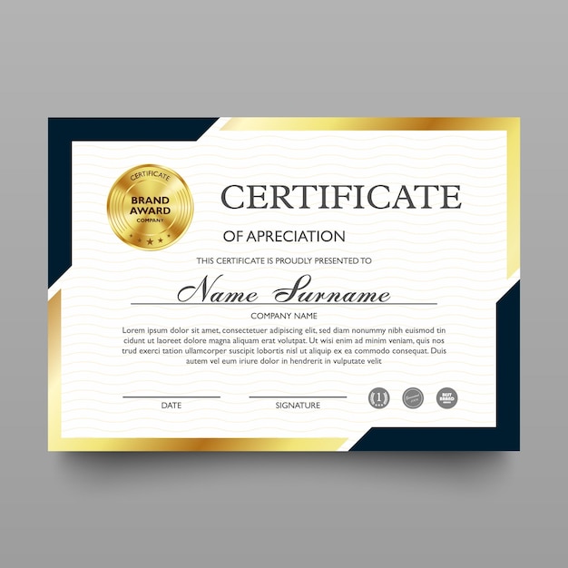 Certificate of appreciation template with luxury and modern pattern diploma vector illustration