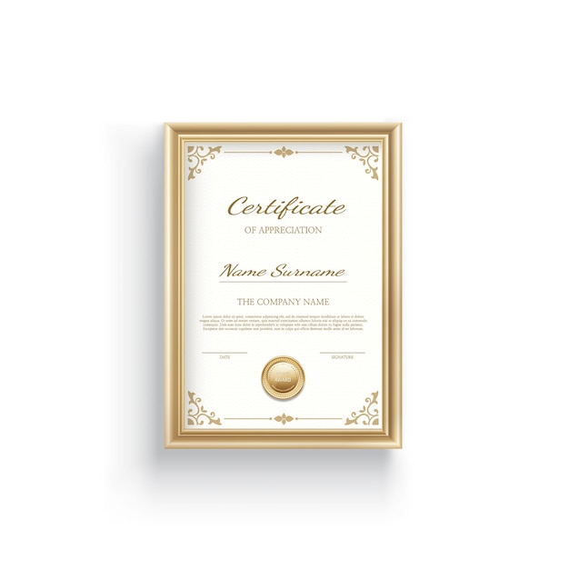 A certificate of appreciation with gold border and the word certificate on it.