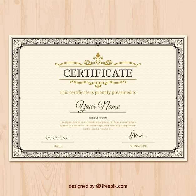 Certificato di apprezzamento con decorazione ornamentale