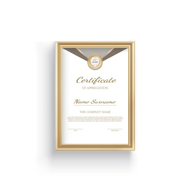 A certificate of authenticity is framed in a gold frame.