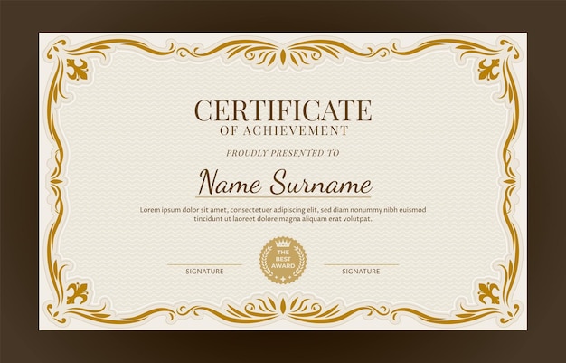 a certificate of award for award category