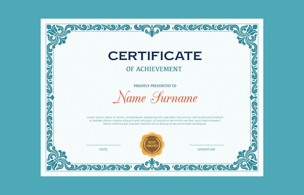 a certificate of award is presented to award