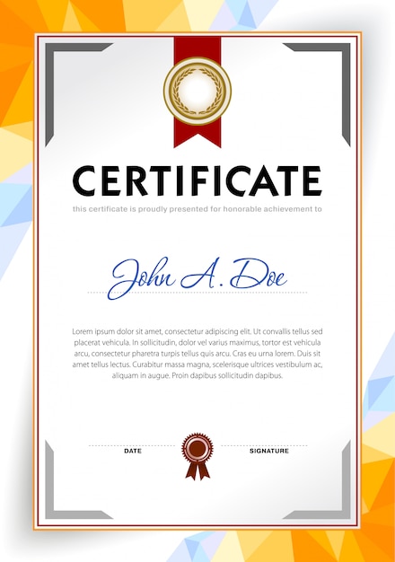 Vector certificate blank template