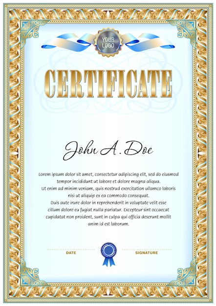 Certificate blank template.