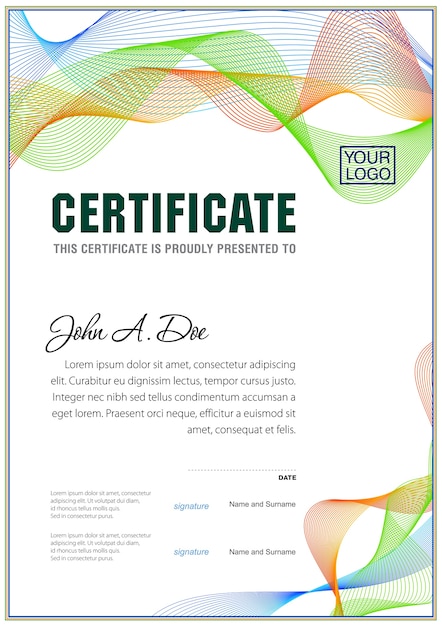 Vector certificate blank template