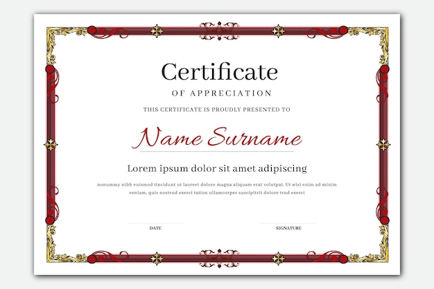 Certificate border design in red color