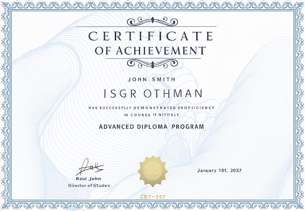 a certificate for a certificate of achievement of achievement